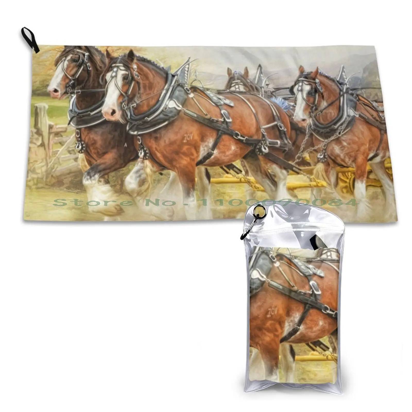 Clydesdales In Harness Quick Dry Towel Gym Sports Bath Portable Clydesdale Heavy Horse Country Farm Soft Sweat-Absorbent Fast