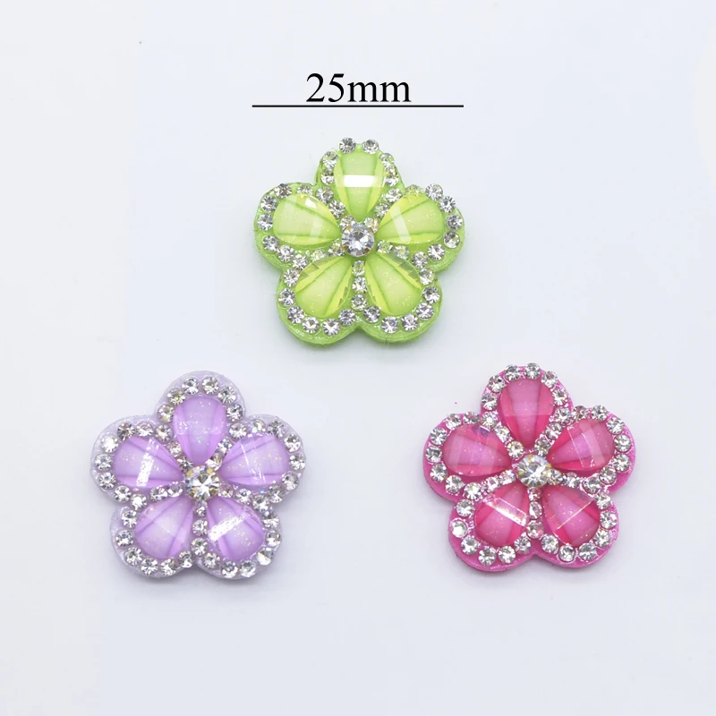 10Pcs Padded Flower Rhinestone Applique for DIY Clothes Crafts Decor Patches Handmade Hat Headwear Hair Bow Accessories