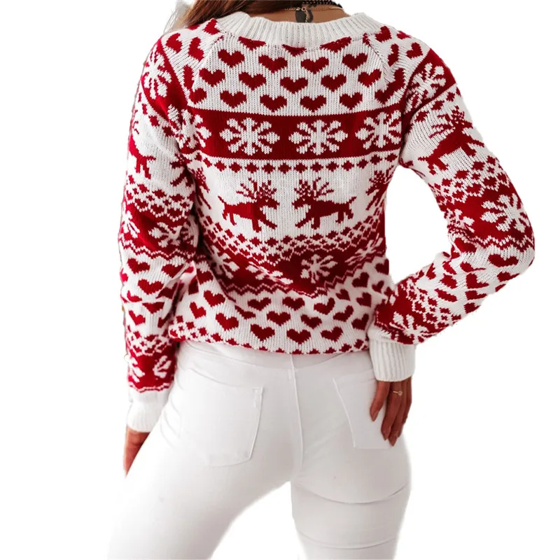 Women Sweaters Warm Pullover Jumpers O-neck Pullover Print Tops Autumn Winter 2020 Female Casual Knitted Christmas Sweaters