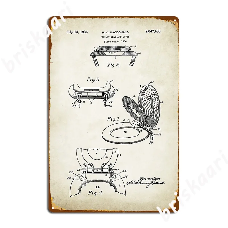 Toilet Seater Patent Poster Metal Plaque Poster Cinema Kitchen Create Kitchen Plaques Tin Sign Posters