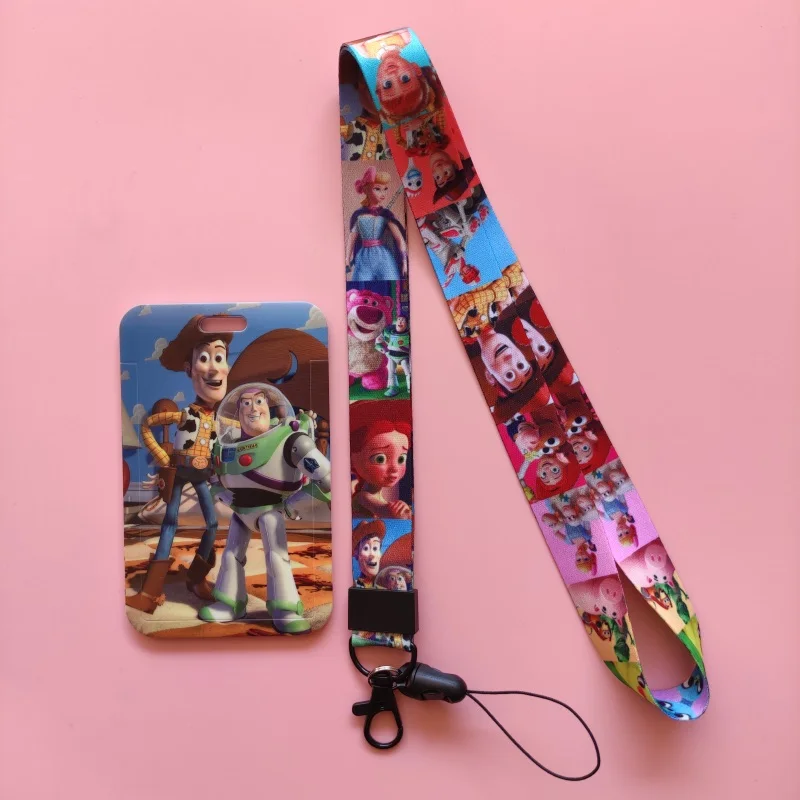 Disney Toy Story-funda con cordón para tarjeta de crédito, funda antideslizante con correa para tarjeta de identificación y pase de autobús