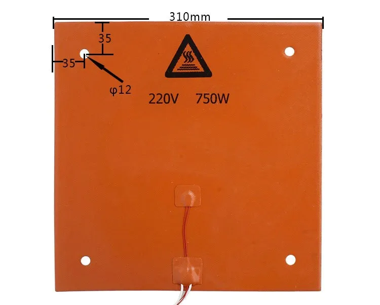 3D printer accessories 110V/220V 750W Silicone Heater Pad 310x310mm / 400x400mm / 508x508mm  for DIY CR-10 hot bed