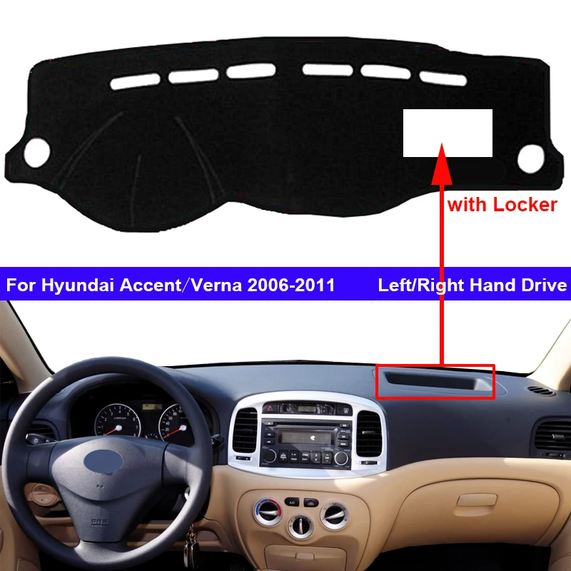 Car Inner Dashboard Cover For Hyundai Accent Verna 2006 - 2011 Auto Dash Mat Carpet Cape Sun shade Dashmat Pad 2010 2009 2008