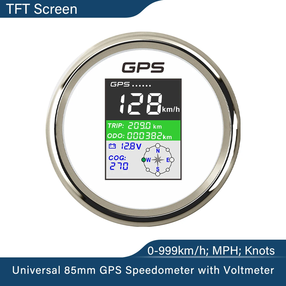 85mm Digital GPS Speedometer with Voltmeter Odometer Adjustable Gauge Set Replacement for Car Boat Truck 12V 24V