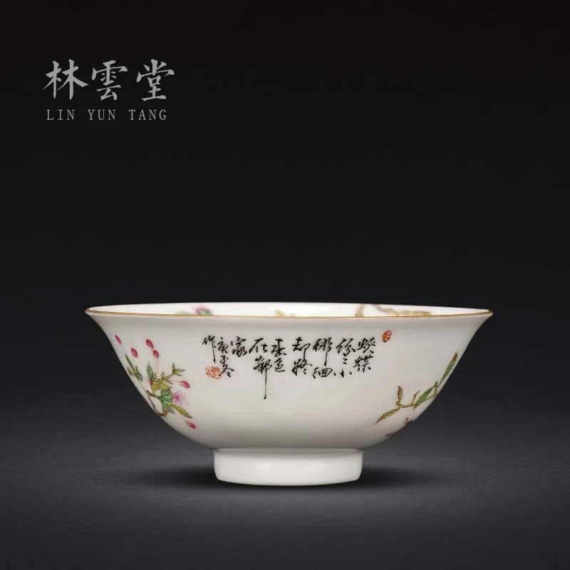 hand-painted painting of flowers and colored enamel master cup single cup jingdezhen ceramics by hand kung fu tea cups