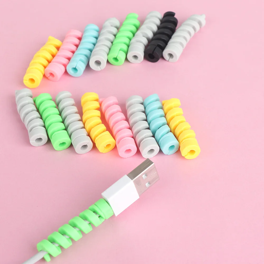 10pcs Spiral Cable Protector Desk Set Earphone Cable Organizer Wire Data Line Holder Winder Wrap Cord Desk Accessories