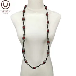 UKEBAY New Designer Luxury Handmade Jewelry Women Pendant Necklaces Mesh Chain Pearl Accessories Long Statement Necklace Gift