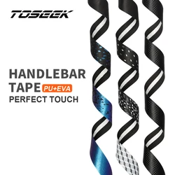 TOSEEK Soft Road Bike Bicycle Handlebar Cork EVA PU Bar Tape Professional Cycling Damping Anti-Vibration Wrap With 2 Bar Plug