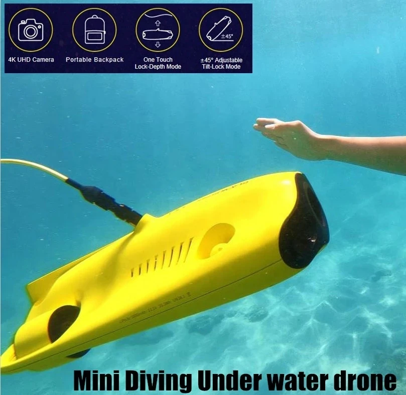 2021 Upgrade Portable Robot Underwater Diving Underwater Drone With Movable 4K Camera 64G 100M / 50M Depth Underwater Submarine