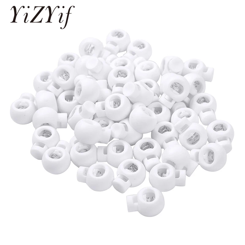 

100Pcs Toggle Single Hole Spring Loaded Drawstring Cord Locks Clip Round Ball Shape Luggage Lanyard Stopper Sliding Fastener