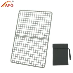 APG Titanium Grill Mesh Mini BBQ Food Carbon Furnace Charcoal Barbecue Camping Campfire Picnic Grill Net Plate