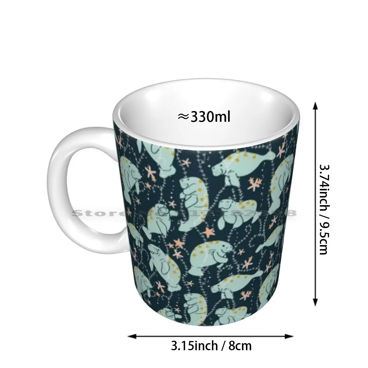 Oh The Hue-Manatee : Teal Ceramic Mugs Coffee Cups Milk Tea Mug Manatee Florida Manatee Sea Life Endangered Species Bright