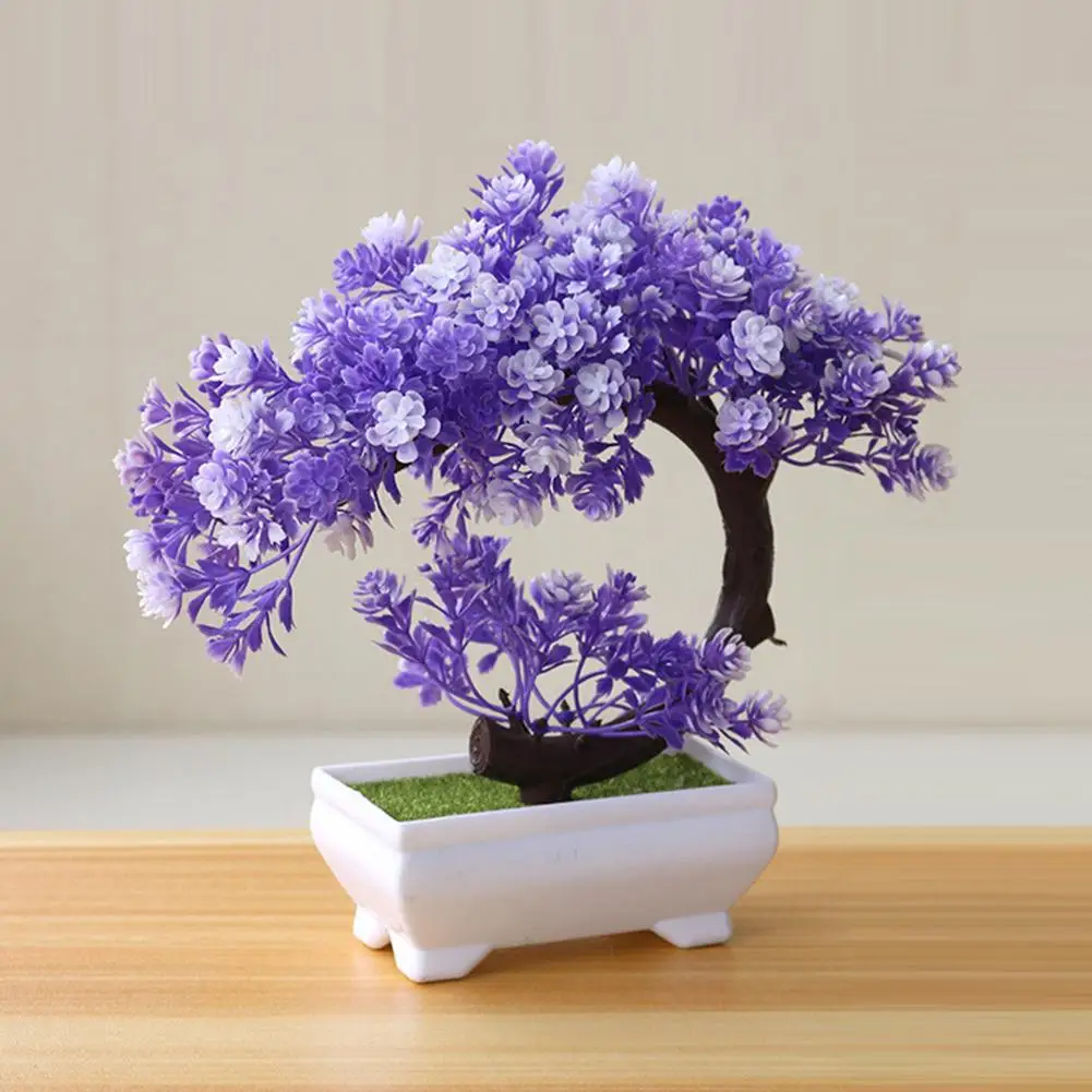 Artificial Plants Potted Bonsai Simulation Fake Potted Bonsai Fake Tree Flowers Potted Ornaments Garden Desk Home Decor