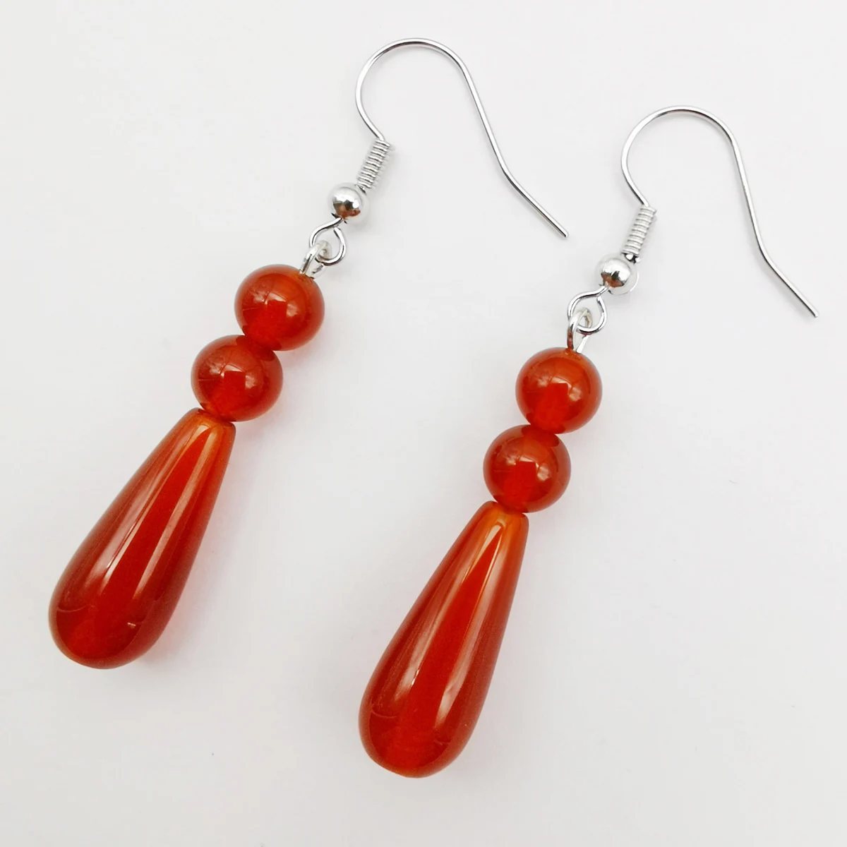 Natural Red Carnelian Stone GEM Teardrop Beads Dangle Earrings Jewelry