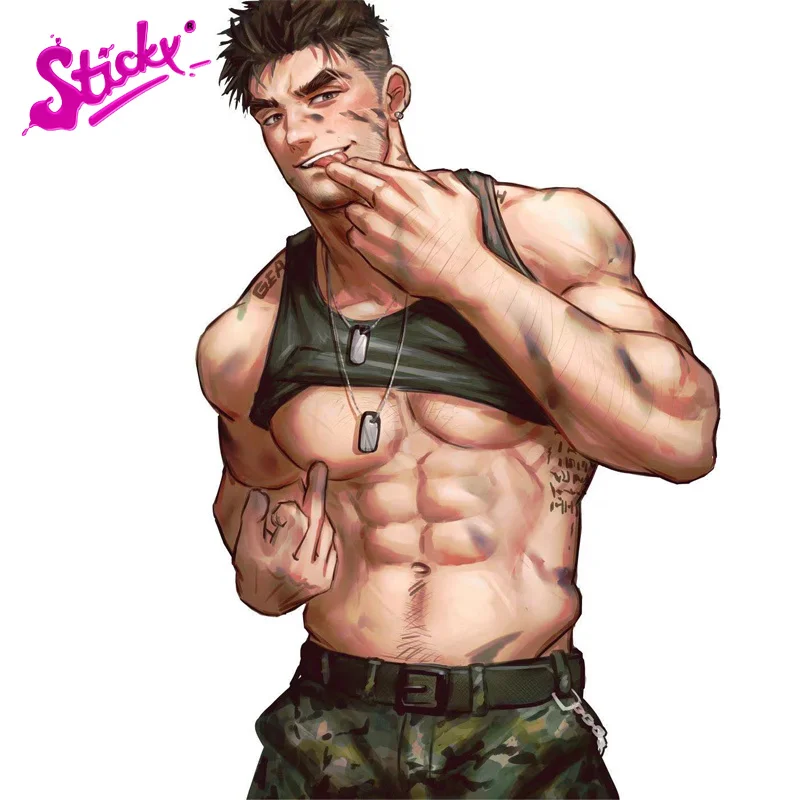 

STICKY Sexy Soldier Muscular Man Gay Anime Car Sticker Decal Decor Motorcycle Off-road Trunk Guitar Laptop PVC