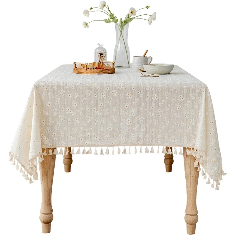 

1pcs Linen Tablecloth Christmas Table cloth Dining Table cover Picnic Birthday Party Daisies Placemats mantel de navidad E011