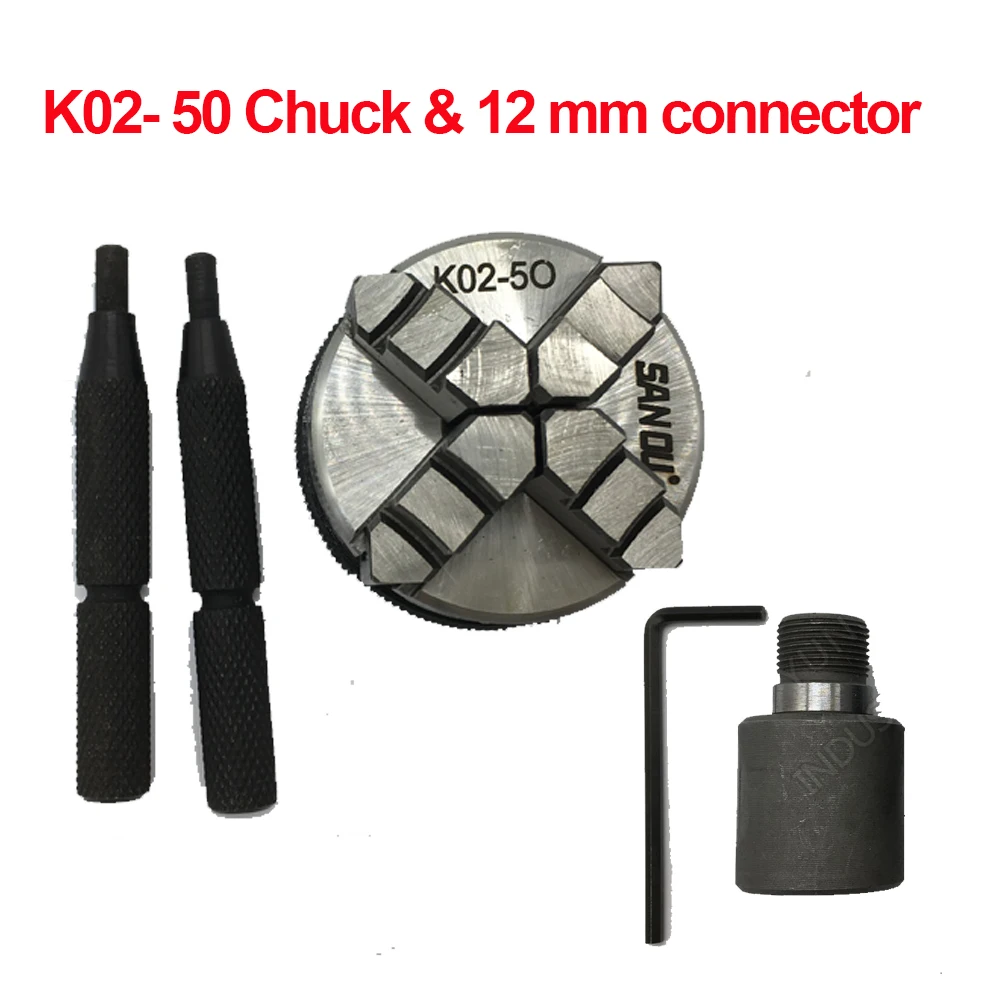 50 mm 2 Zoll DIY-Drehfutter 4-Backen-manuelles Mini-selbstzentrierendes Spannfutter Sanou K02-50 mit Pleuelanschluss für CNC-Holzbearbeitung