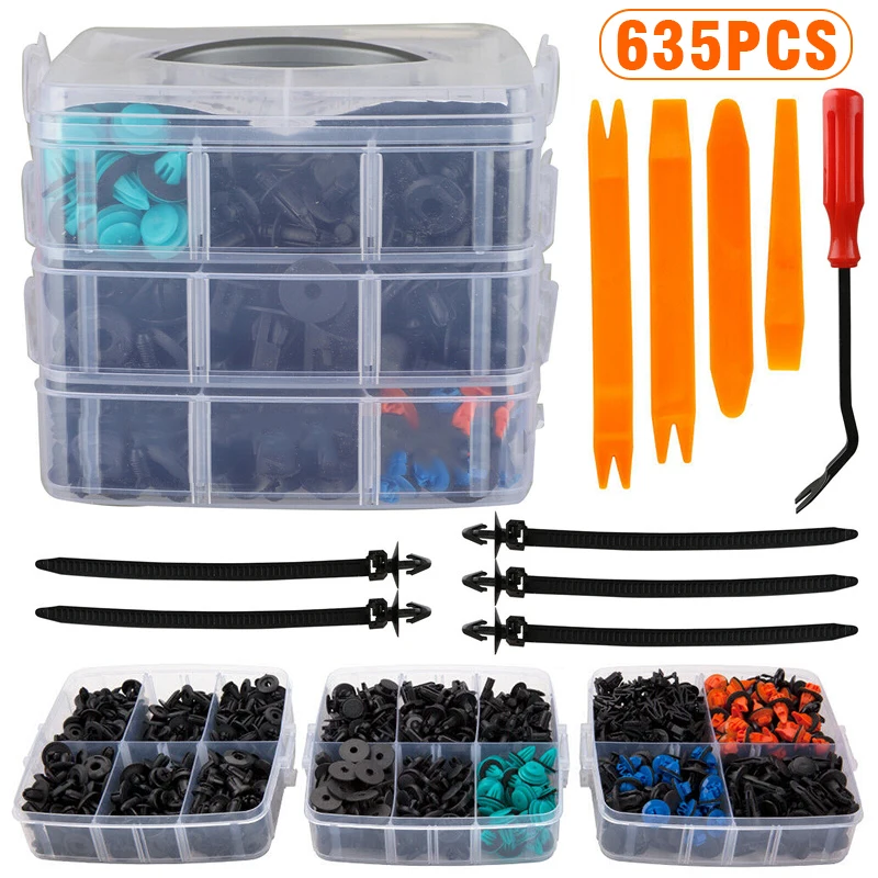 

635pcs Car Push Retainer Clips & Fasteners Assortment Clips Rivet Bumper Kit