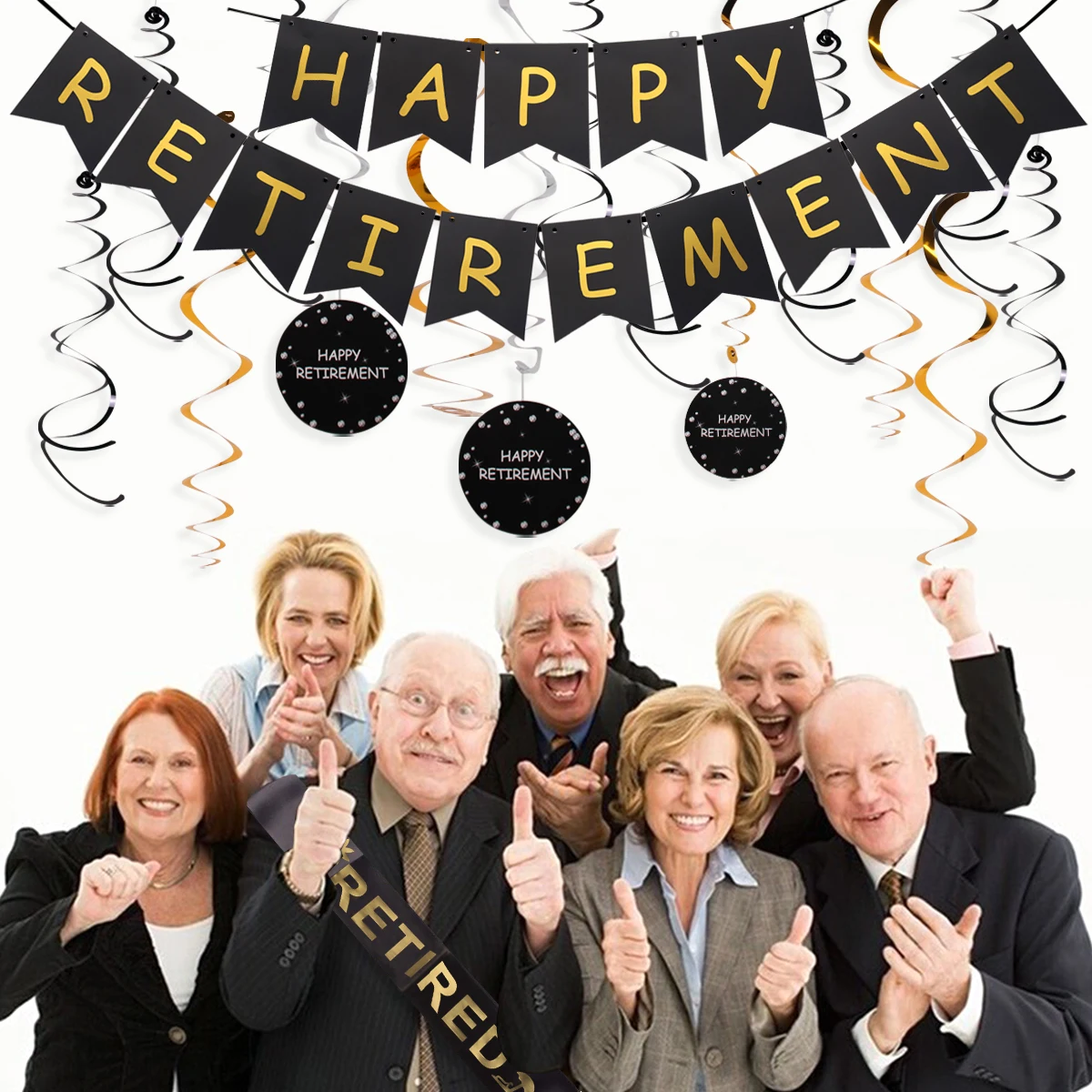 Happy Retirement Banner Black The Legend Has Retired Flag Garland 60th Birthday Party Decorations Adult 60 For Elderly Gifts