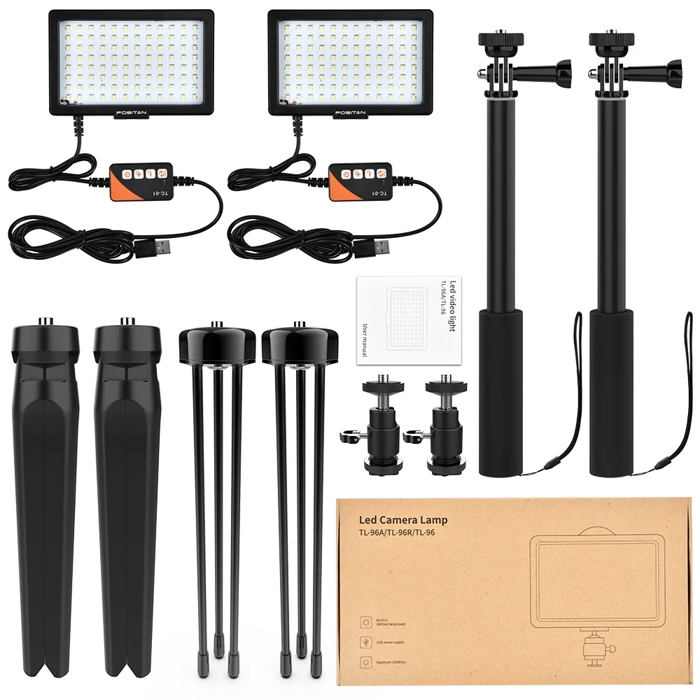 JINTU 2-Pack 3200K-5600K USB LED Video Light w/Tripod Stand for Tabletop/Video Conference Lighting/YouTube Video Photography