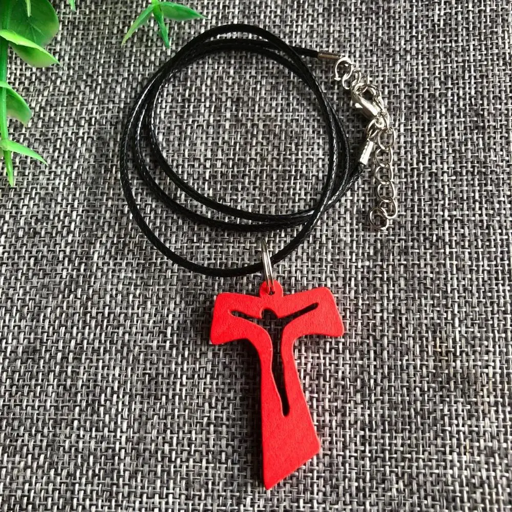 Freeship wood rosary accessory, rosary cross pendant,small Anka cross, Africa mini Anka cross pendant necklace with wax cord