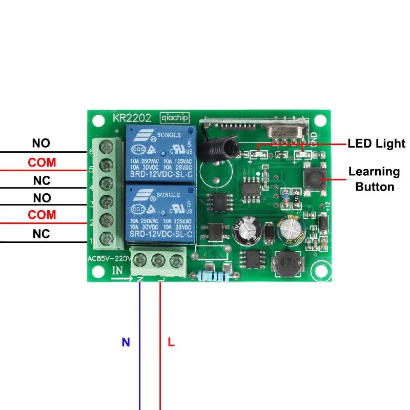 Taidagent-220 V 100 미터 장거리 220 볼트 Rf 원격 컨트롤러, 315mhz 2 채널 무선 원격 제어 스위치 릴레이 모듈