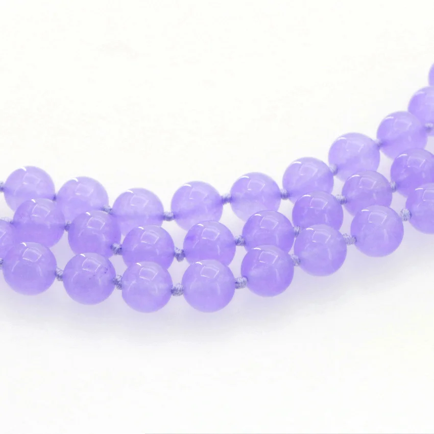 Hot New Fashion 10mm Natural Lavender Jades Chalcedony Round Beads Necklace Bracelet Earrings Hand Made Jewelry Sets AAA Grade