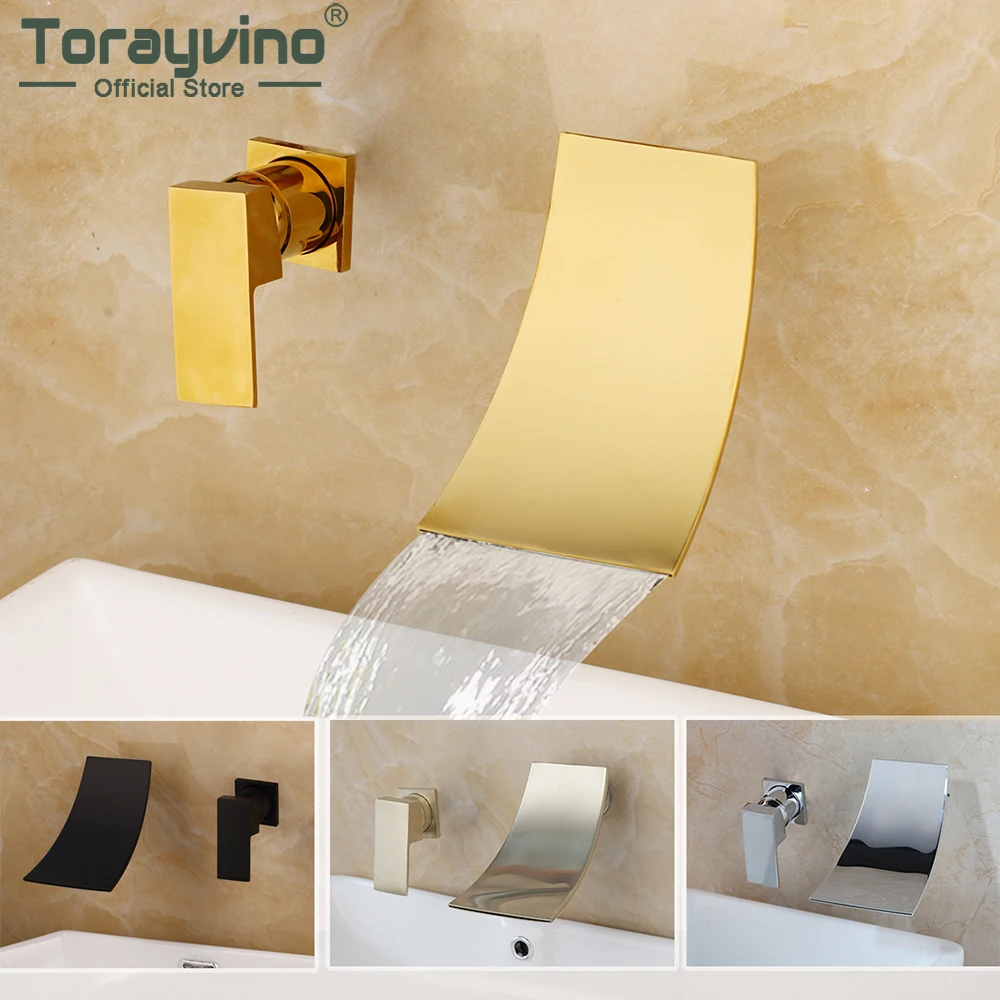 

Torayvino Natural Waterfall Spout Bathroom Faucet Washbasin Sink Mixer Water Tap Bathtub Faucet Wall Mounted Basin Sink Taps