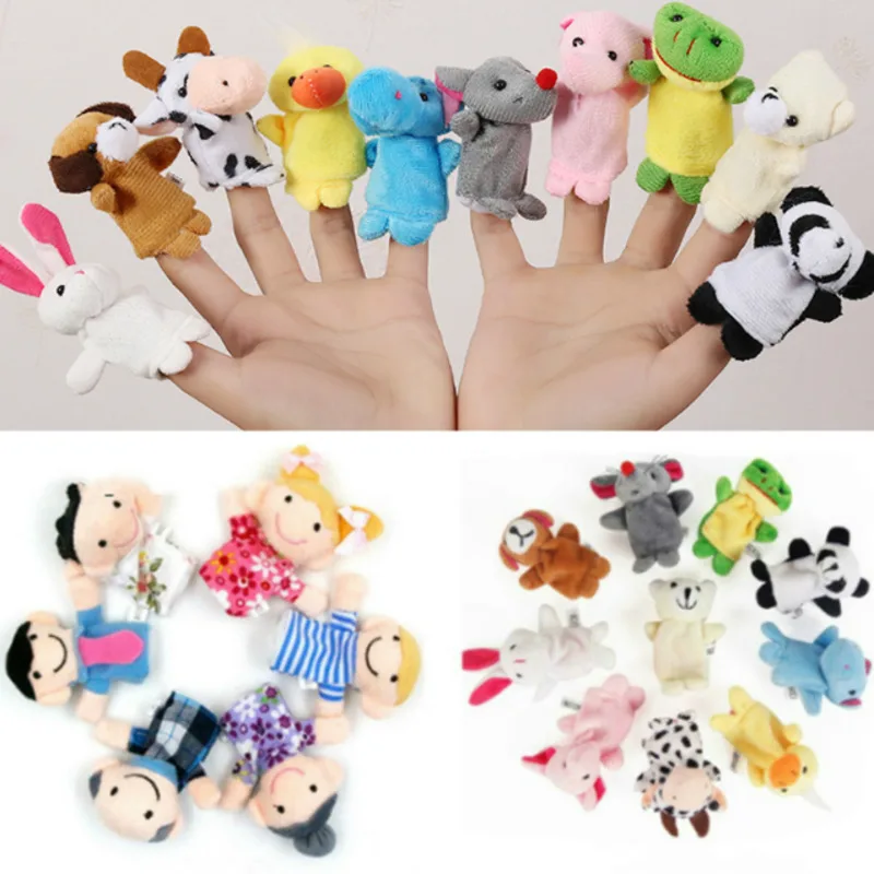 

6-12Pcs Baby Plush Toy Cartoon Animal Family Finger Puppet Role Play Tell Story Cloth Doll Educational Toys For Children Kids