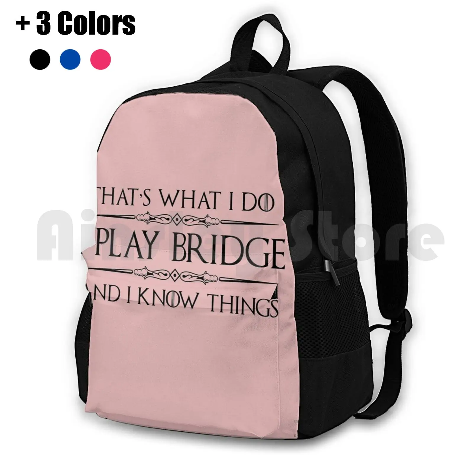 Bridge Players Gifts-I Play Bridge & I Know Things Funny Gift Ideas For Card Player & Lover Outdoor Hiking Backpack