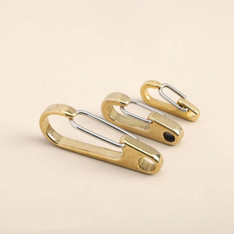 D Ring Shape Pure Brass Carabiners Clips Keychain Hook Spring Snap Loop Indoor Outdoor Tools for Backpack Camping Hiking