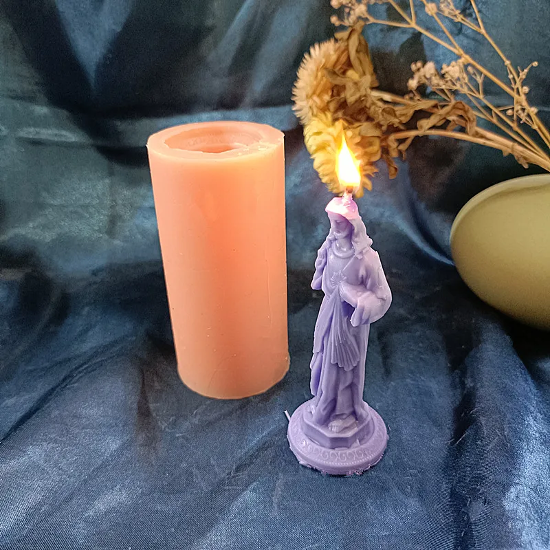 New 3D Godd Jesus Father Virgin Mary  Candle Mold DIY Tools Silicone Epoxy  Clay Resin Mould Christmas Decoration