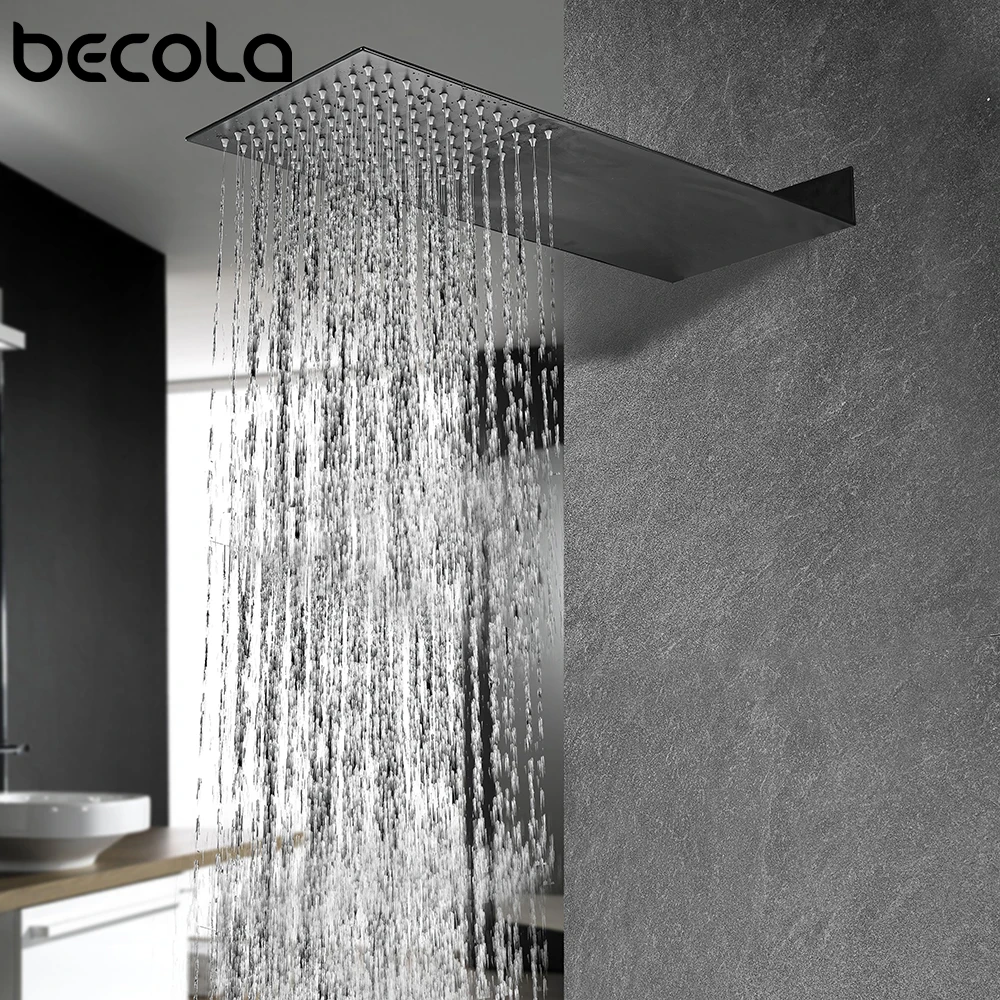 BECOLA Bathroom Shower Heads Into The Wall Concealed Shower Nozzle Ultra Thin Stainless Steel Shower Head Faucet BR-9906