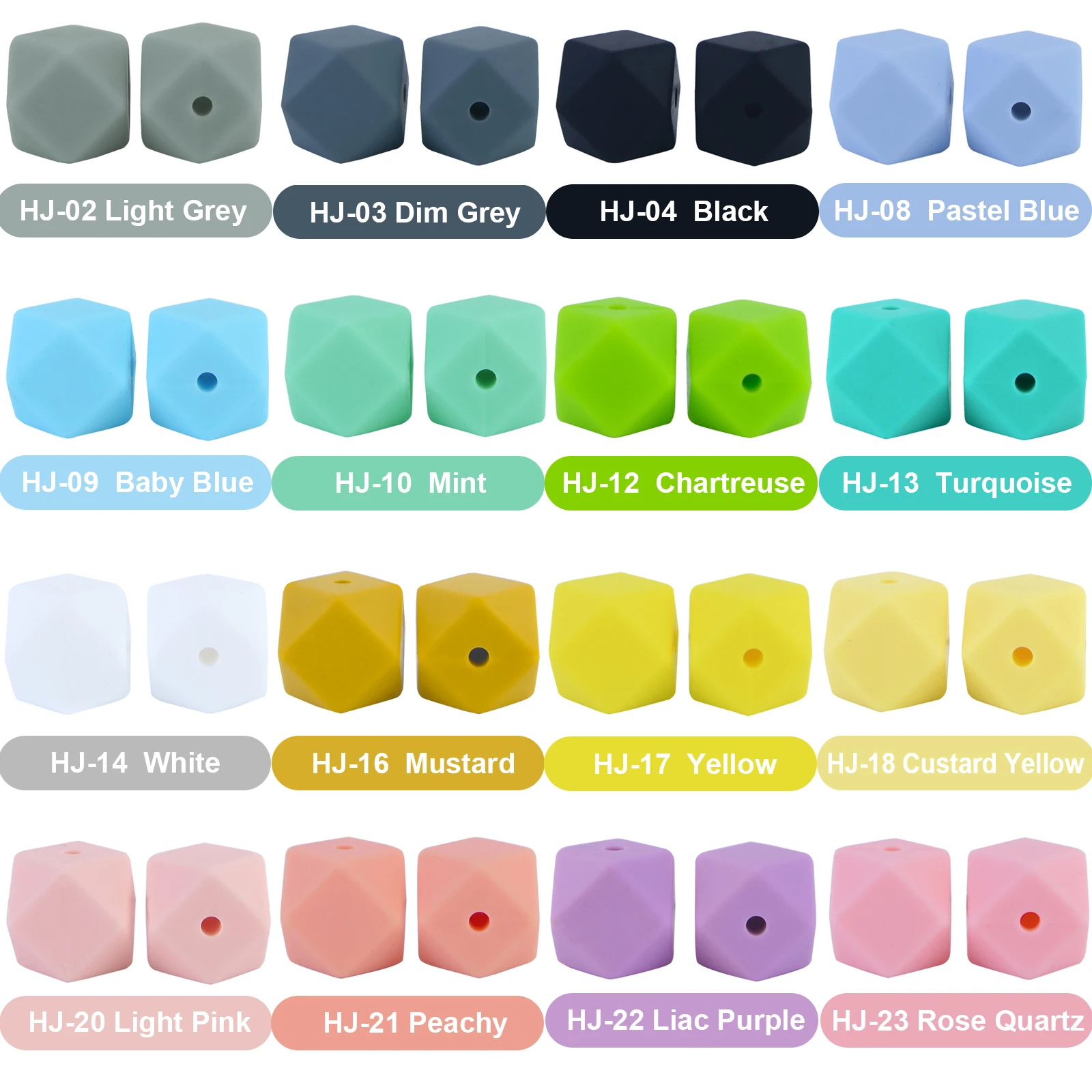 Mabochewing 10pcs 17mm Hexagon Chew Teething Bead Food Grade BPA Free Soft Silicone Beads Baby Teethers Pacifier Jewelry Making