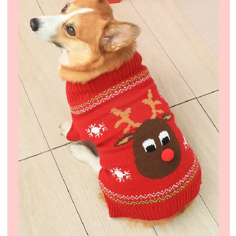 2023 Welsh Corgi Dog Clothes,Winter Dog Sweater,Christmas Pet Coat,Labrador,Golden Retriever,Medium & Large Dogs Xmas Clothing