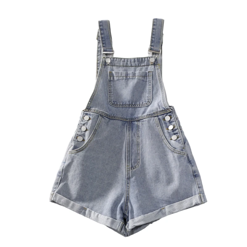 Summer High Waist Denim Shorts Women Fashion Jumpsuit Girls Korean Style Vintage Overalls Female 2021 Casual Jean Shorts Romper