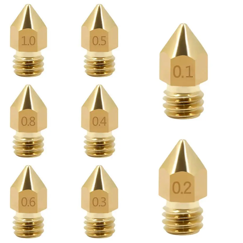 0.1-1.0mm 3D Printer Brass Nozzle Mk8 Extruder Nozzle Print Head for 3D Printer Lettering Printing Accessories