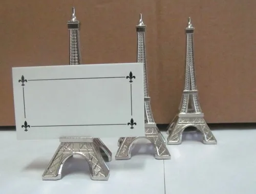 

(25 Pcs/lot) Silver Eiffel Tower Place Card Holder Party Decoration gifts For Wedding and Banquet table guest name Photo holder