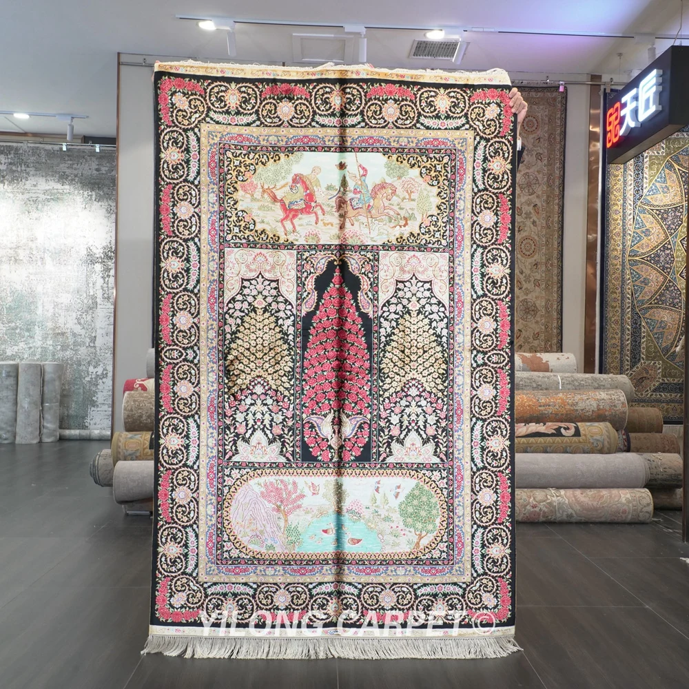 

Yilong 4'x6' Traditional Handmade Red Color Area Carpet Tabriz Handcraft Silky Rugs (ZQG550A)