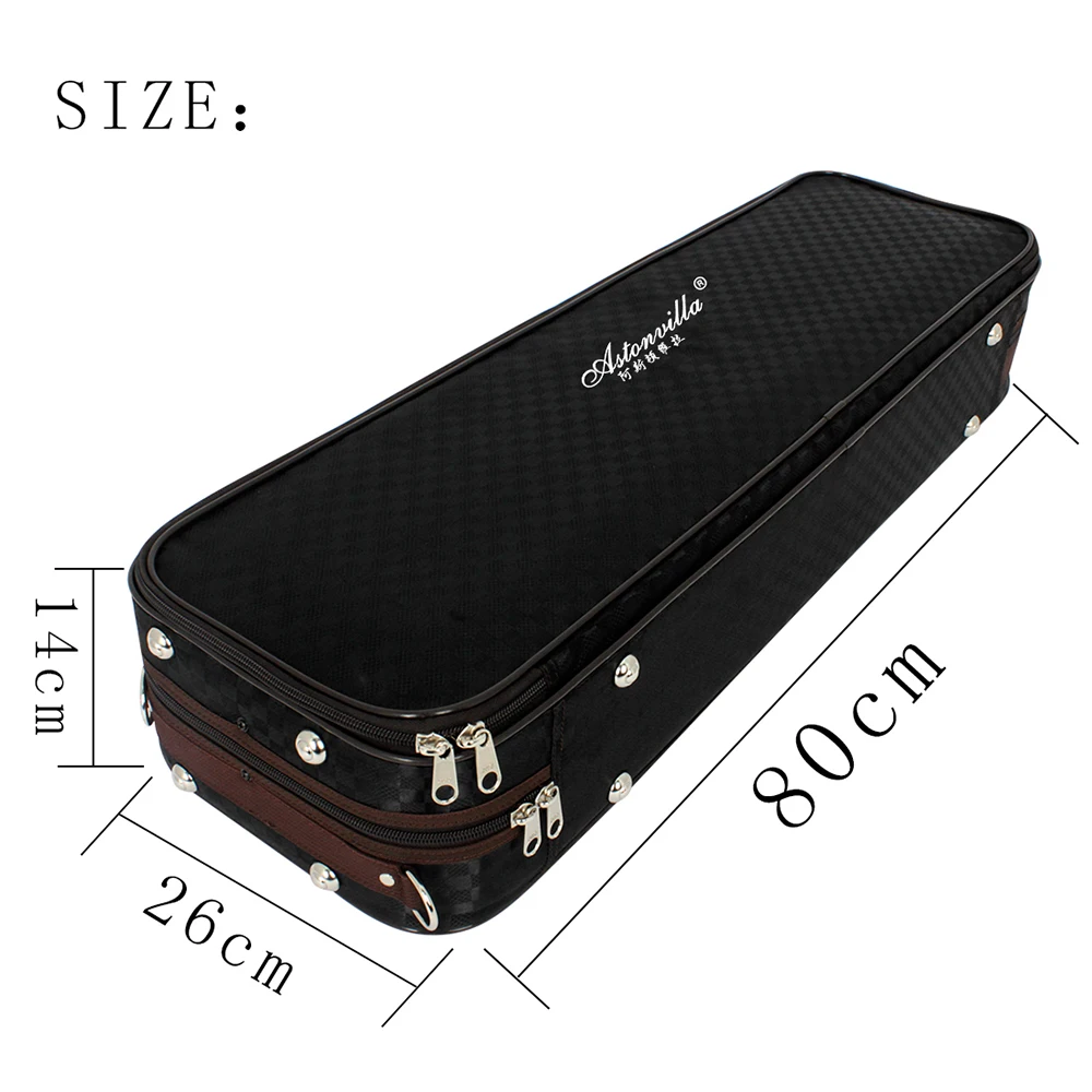 High-End 4/4 Violin Storage Case Box Gig Bag Violin Fiddle Accessories Adjustable Strap Musical Instrument Bag with Hygrometer