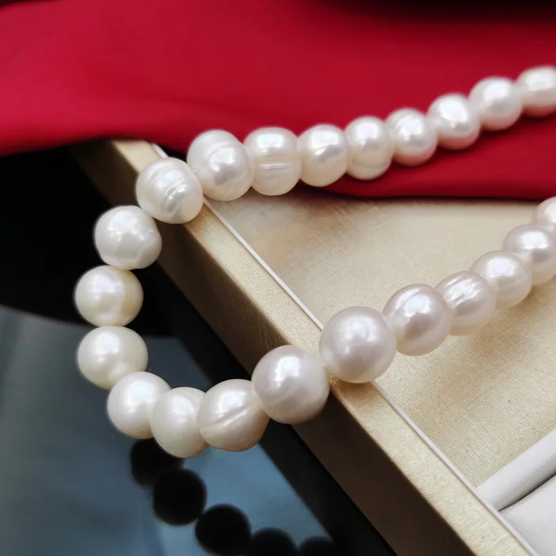 11-12-13-15mm Big Pearl Necklace 100%Natural Freshwater Pearl Jewelry 925 Sterling Silver For Women Fashion Gift