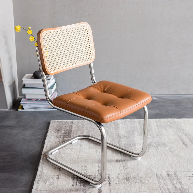 Nordic Retro Rattan Used Medieval Chair Home Backrest Net Red Office Armrest Wrought Iron Solid Wood Dining Chair