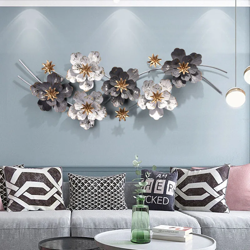 Nordic Iron 3D Flower Hanging Wall Decoration, Living Room Decor, Sofa Background Art Hanging, Metal Pendant, Luxury Home Decor