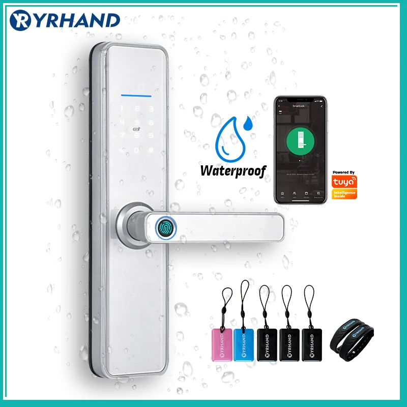 Fingerprint Waterproof Tuya cerradura inteligente fechadura eletronica sliver smart door lock