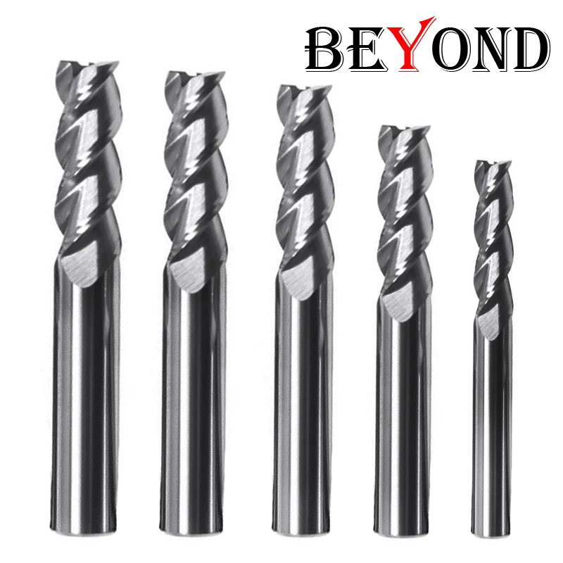 

BEYOND 3 Flute HRC50 endmills 3F Carbide Milling Cutter 1mm 2mm 4mm 6mm 8mm 10mm 3 Edge Aluminum End Mill CNC Tools Endmill