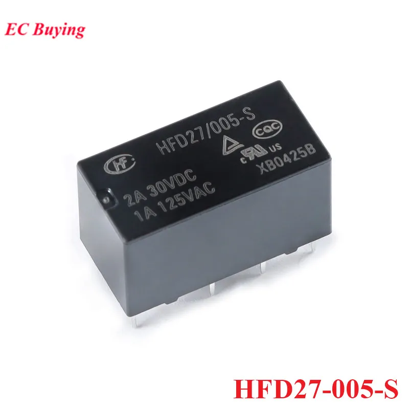 1Pc-5Pcs Mini Relay HFD27 DC 5V 12V 24V HFD27-005-S 005-M HFD27-012-S 12-M HFD27-024-S 024-M 2A 8Pin Sensitive DIP Relays Relais