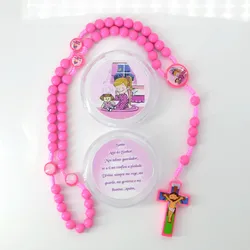 NEW Santo Anjo Cartoon Baby JESUS Cross Pendant Rosary Beads Children Kid Girls Boys Catholic Fashion Religious Jewelry