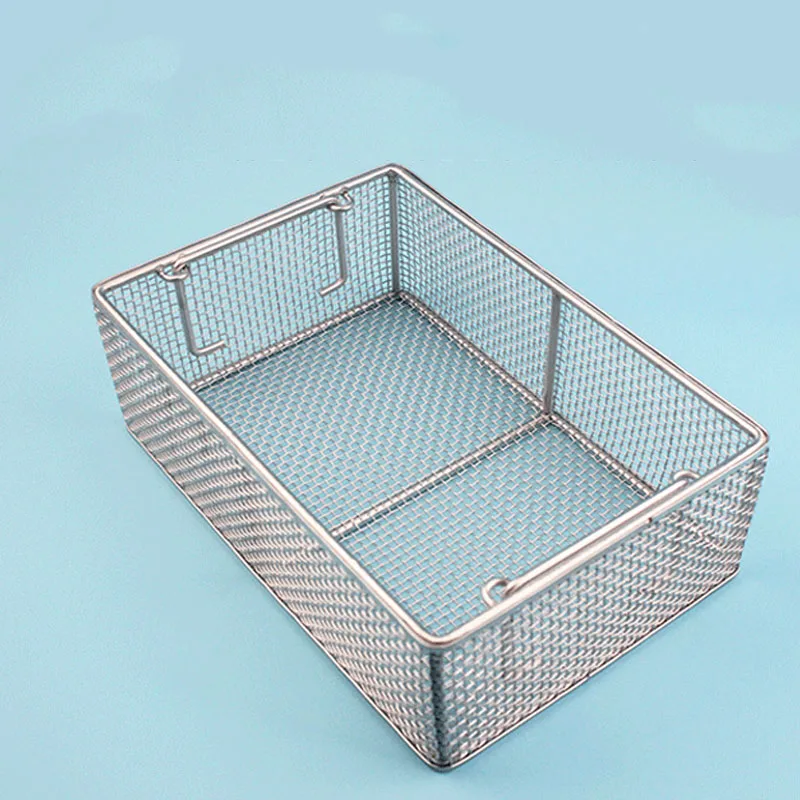 40x30x3CM 3mm hole SS304 stainless steel metal parts cleaning net dryer basket kitchen strainer box extra large ear with handle