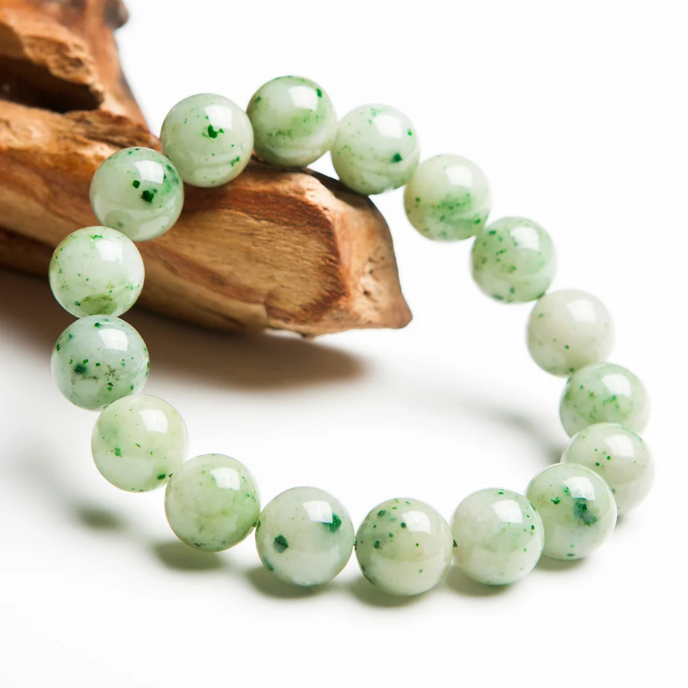 

Natural Green Dushan Jade For Women Men Bracelet Crystal 12mm Gemstone Round Bead Bracelet AAAAAA