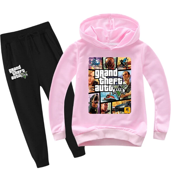 Game Grand Theft Auto Gta V 5 Clothing Set Kids Hoodies and Pants 2pcs Suit Toddler Boys Tracksuit Teen Girls Casual Outfits